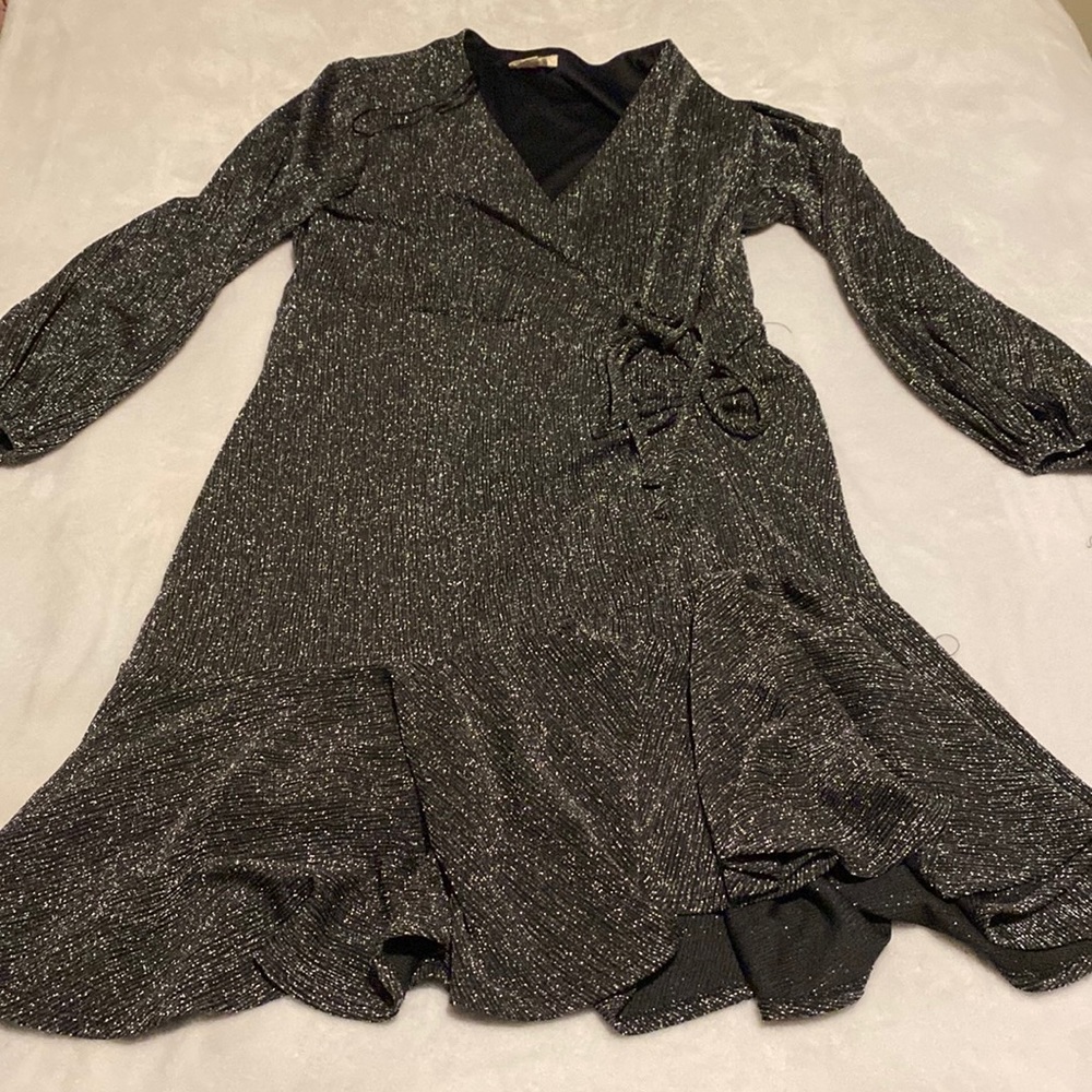 Grey and black sparkle dress, with pleated skirt